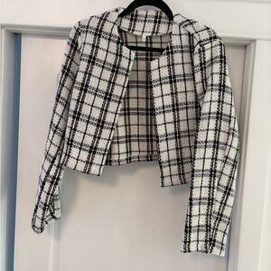 Plaid Black and White Women's Jacket